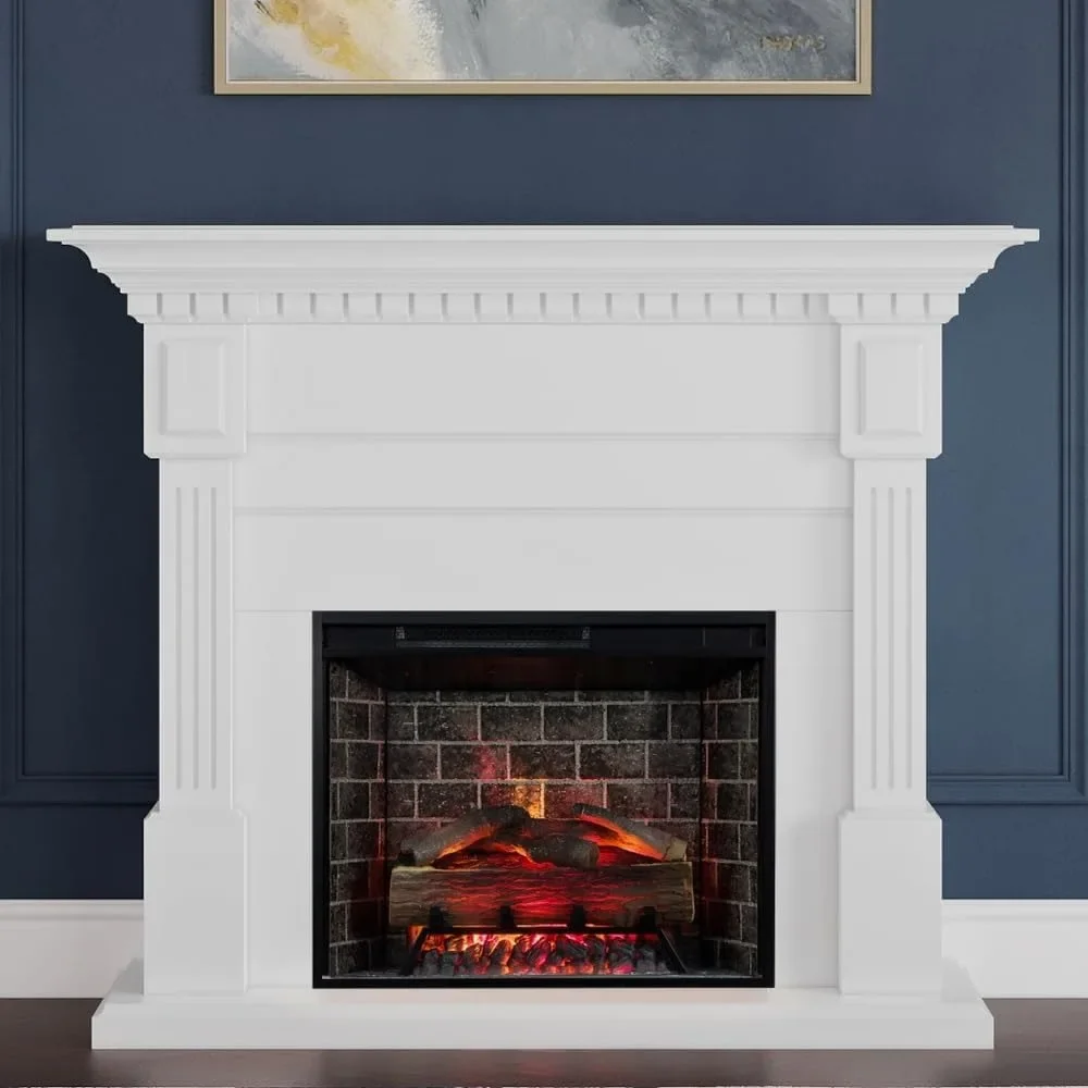 

28 Inch Electric Fireplace Insert with Frame- 1,000 Sq Ft Heater 4 Flame Colors, Included Ember Bed , Smart Electric Fireplace