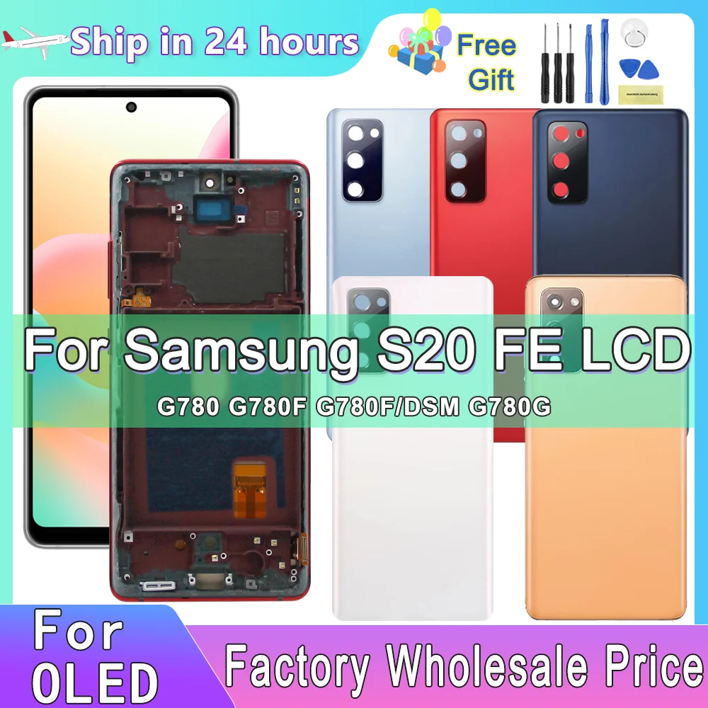 Layar OLED lcd SM-G781 Samsung S20 FE G781U G781B, layar LCD dengan bingkai layar sentuh pengganti rakitan Digitizer