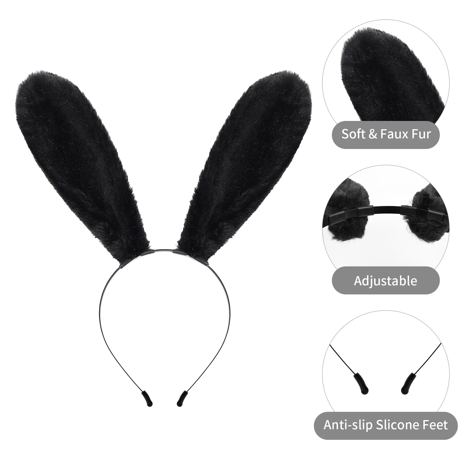 Kawaii Rabbit Ears Headwear Furry Animal Cosplay Prop Halloween Cosplay Headband Lolita Costume Accessory Girls JK Accessories