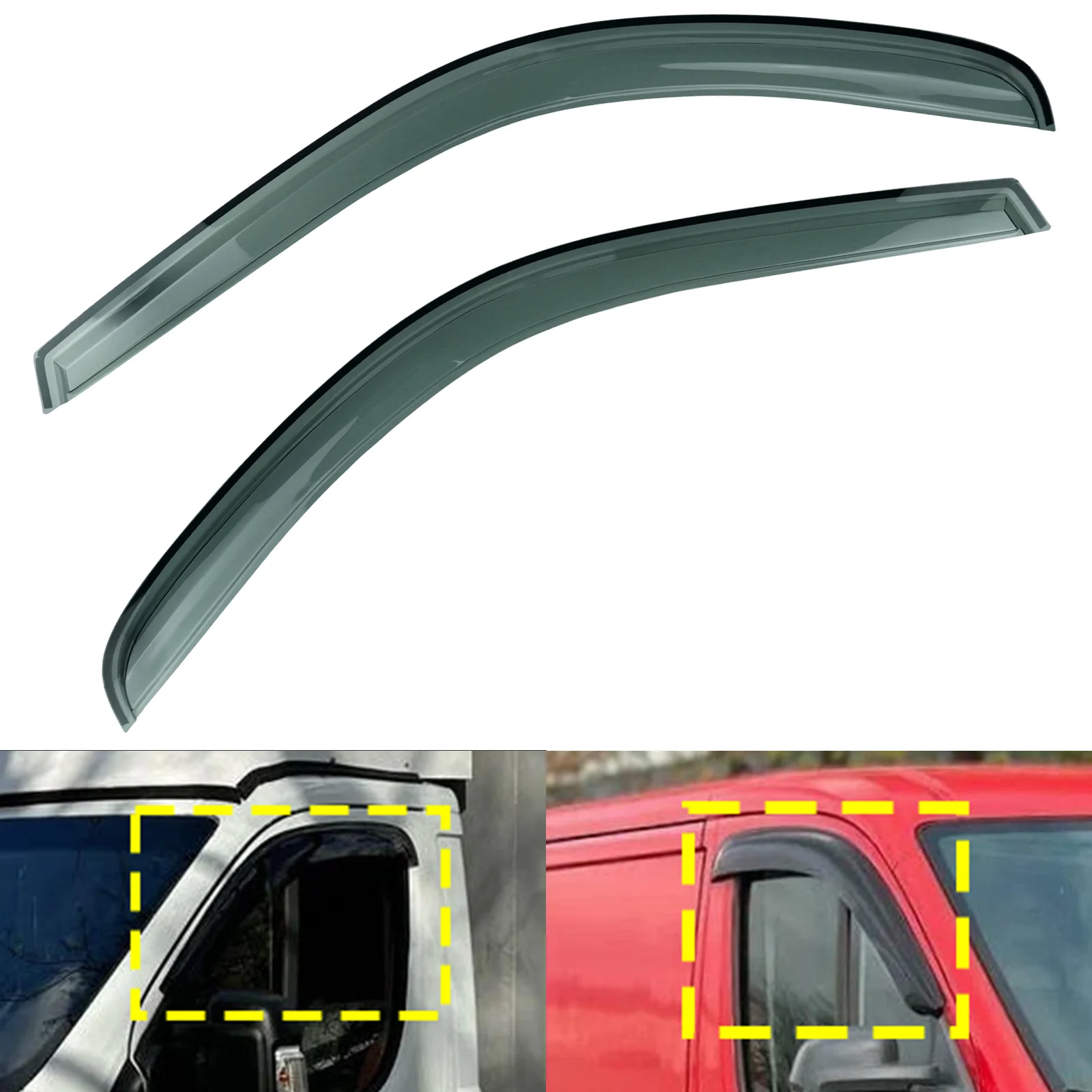 Image of 2 Stück Frontscheiben-Wind-, Regen- und Sonnenschutzblenden, schützende Folie, transparent, für Fiat Ducato 250 ab 2006