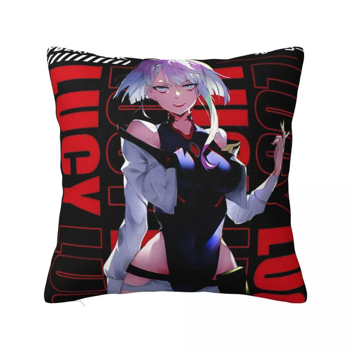 Lucy Cyberpunk Edgerunners Pillowcase Printed Polyester Cushion Cover Gift Pillow Case Cover Home Square 45*45cm