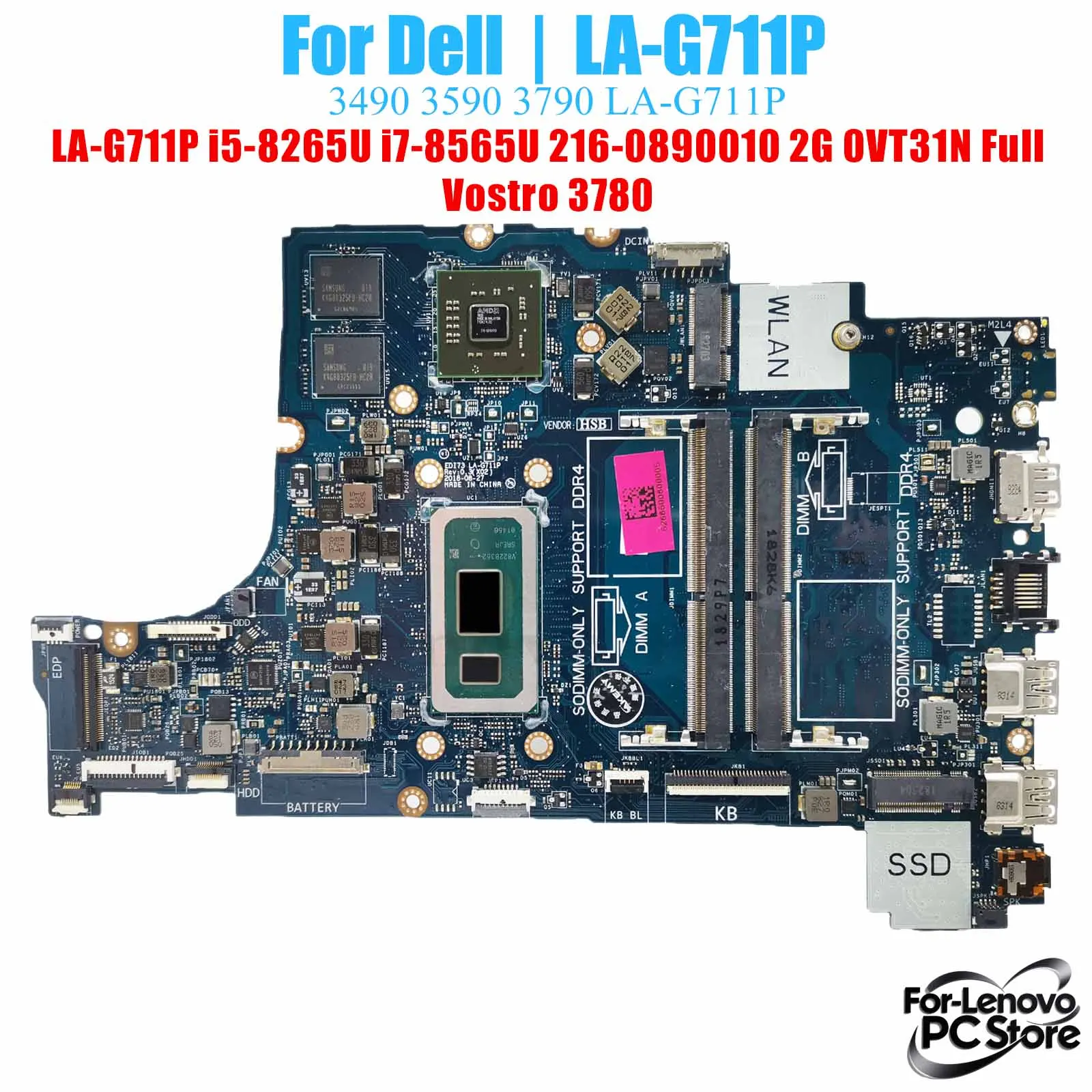 

LA-G711P для DELL Inspiron Vostro 3780 LA-G711P, материнская плата для ноутбука i3 i5 i7, протестированная материнская плата для ноутбука
