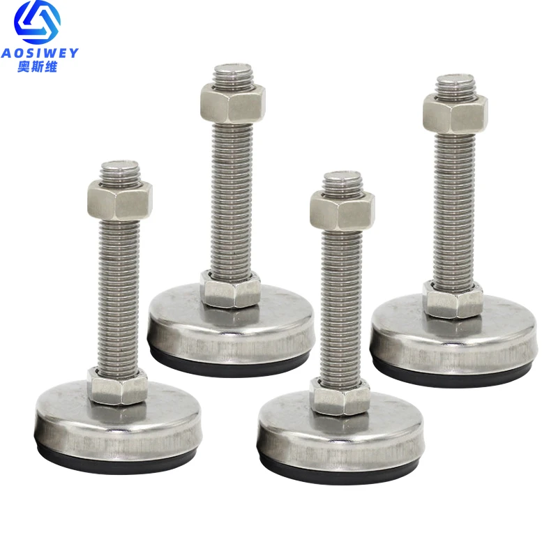 4Pcs Dia 65mm Level Fixed Adjusting Feet with M12 M14 M16 Screw For Industry, Machinery Heavy Rubber Damping Pad Load 450KG