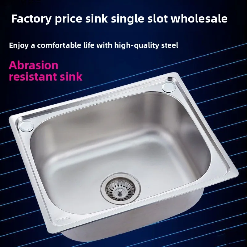 Stainless Steel Single Bowl Kitchen Sink 304 Large Capacity Washing Face Laundry Utility US EU Kitchen Sink Kitchen Accessories