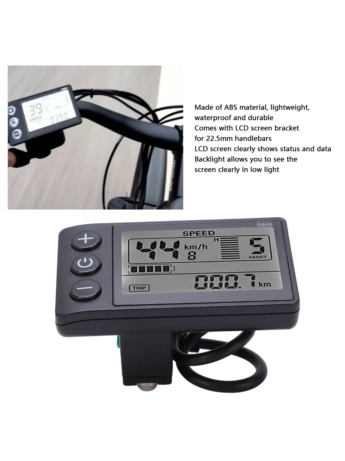 AliExpress KKMOON Electric Bike S866 LCD Display Screen 24V 36V 48V Control Panel with Water Resistant Plug Electric Bicycle LCD Display Meter