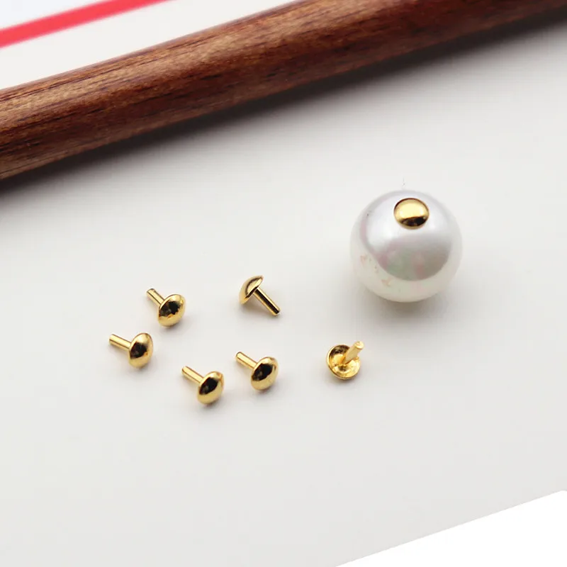 

10PCS Solid 925 Sterling Silver Nail Spacer Pearl Round Bottom Tray 18K Gold Color DIY Accessories Making