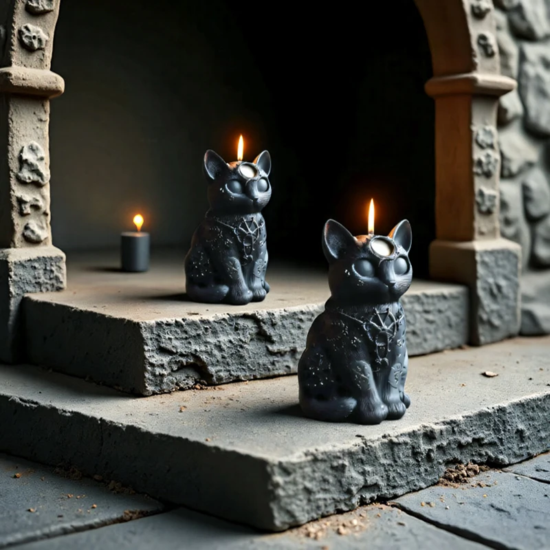 Three-eyed Cat Candle Silicone Mold Magic Black Cat Candle Mold DIY Handmade Aromatherapy Gypsum Epoxy Resin Soap Making Mould