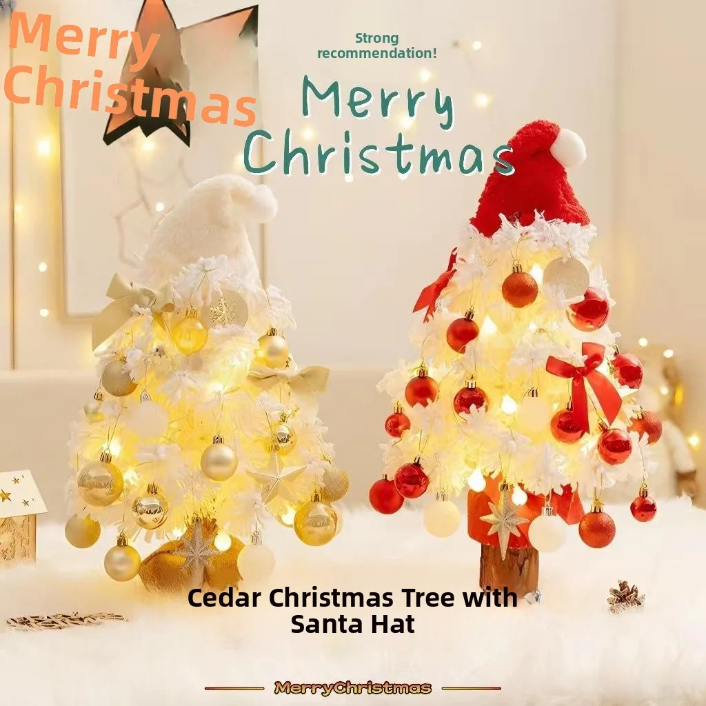 

Christmas Tree Decoration Set Flocking Christmas Decorations LED Atmosphere Small Home Restaurant Desktop Decoration