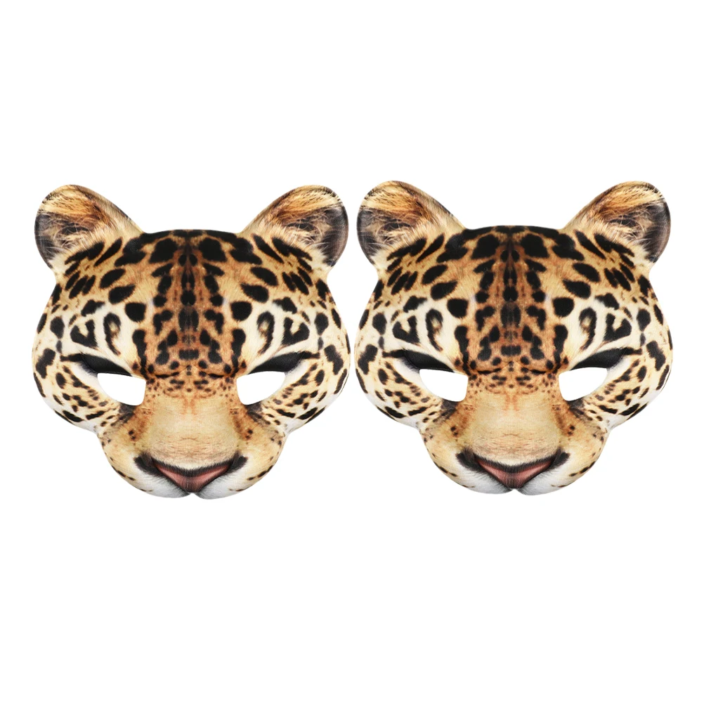 2 Stück gelbe EVA bequeme Halloween Leopard Halbmaske Maskerade Gesicht Halbmaske Cosplay dekorativ