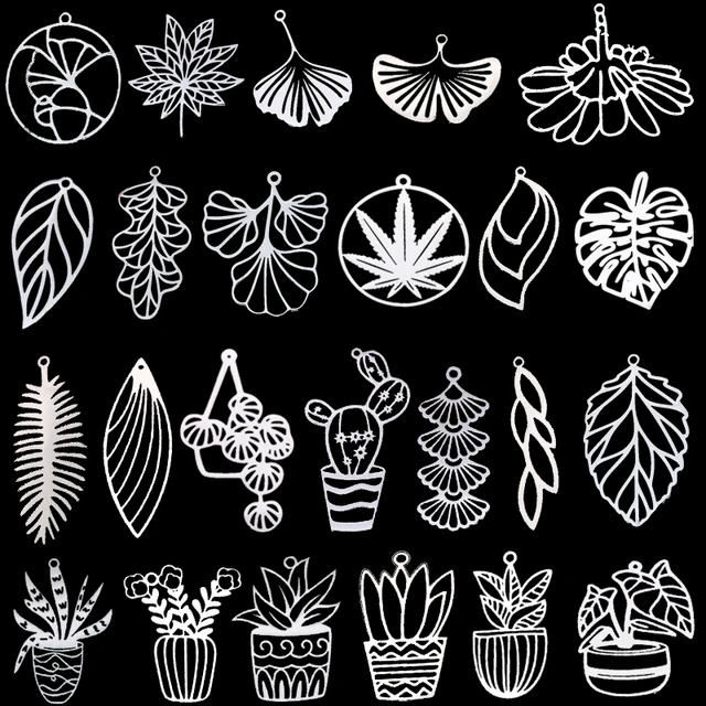 3 szt. Zielona roślina doniczkowa Charms DIY Craft długie frędzle kolczyki w kształcie liści naszyjnik kobiety dziewczyna tworzenia biżuterii wisiorek ze stali nierdzewnej