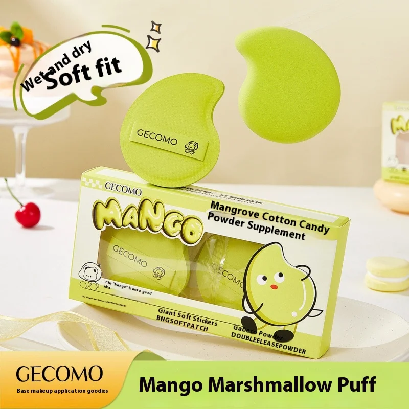 2 uds maquillaje licuadora Puff cojín de aire base esponja esponjas de polvo suelto herramienta aplicadora cosmética en forma de Mango al por mayor