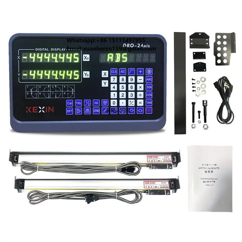DRO 2 Axis Digital Readout for Milling Lathe Machine with 2pcs High Precision  Scale 50-1000mm Linear Position Sensor