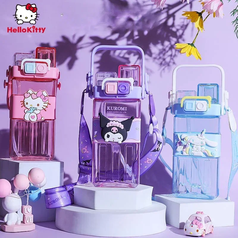 

Sanrio Kawaii мультфильм детская чашка для воды Kuromi HelloKitty двойной напиток Студенческая чашка Ins высокое значение два в одном подарок для мальчика девочки