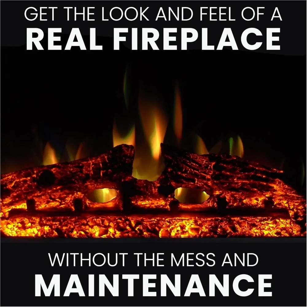 حامل تلفزيون هانوفر كلاسيك مقاس 72 بوصة مزود بشاشة عرض سجلية عميقة ولهب واقعي متعدد الألوان، كهربائي حديث