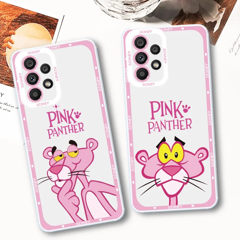 Disney Pink Panther For Samsung Galaxy S23 S22 S21 S20 Pro FE Ultra A23 A52 A53 A71 Angel Eyes Transparent Phone Case