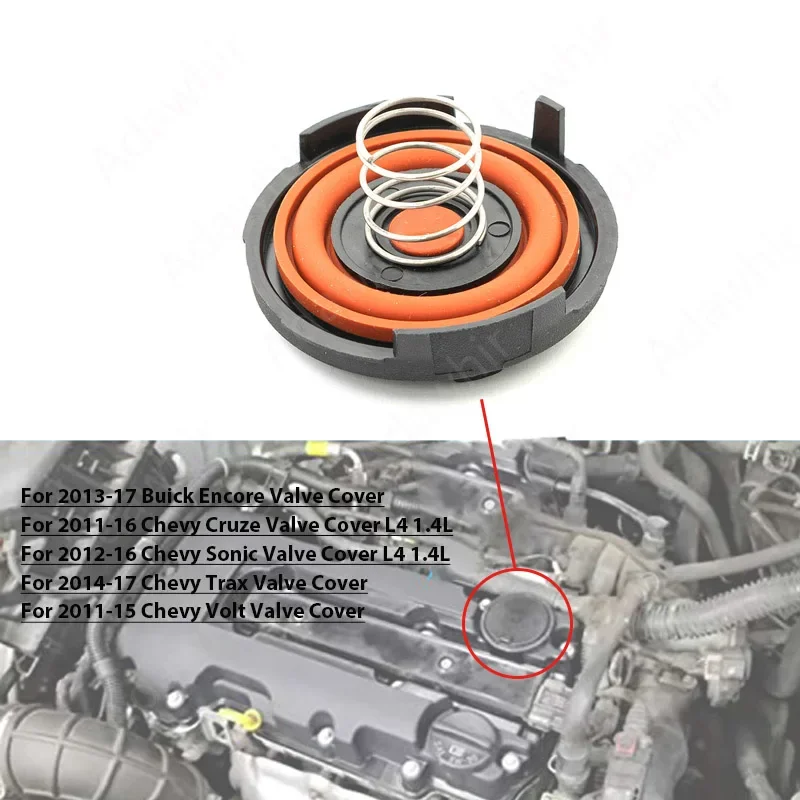 PCV Valve Cover Repair Kit Valve Cap with Membrane 25198874 for GM Chevy Cruze Sonic Trax Buick Encore Chevrolet 1.4L 55573746