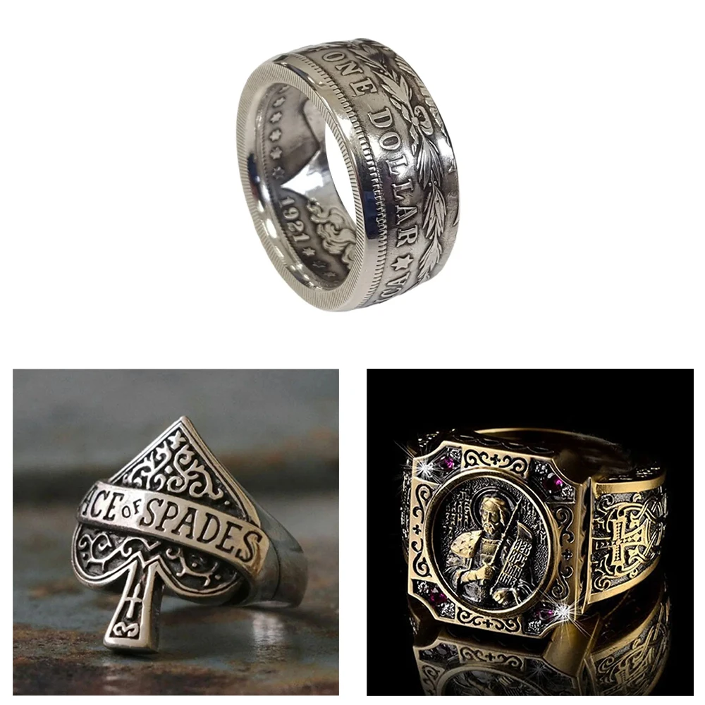 New Domineering Retro Fashion Men and Women A Variety of Mixed Punk Trend Ring Personality Street Niche Party Ring JewelleryGift