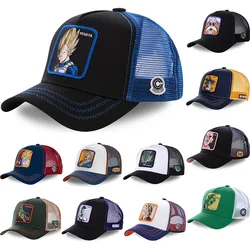 Nowa czapka Dragon Ball Son Goku Letnia podróżna czapka z daszkiem Męska haftowana czapka w stylu hip-hopu Regulowana czapka z daszkiem przeciwsłonecznym Trucker Mesh Cap