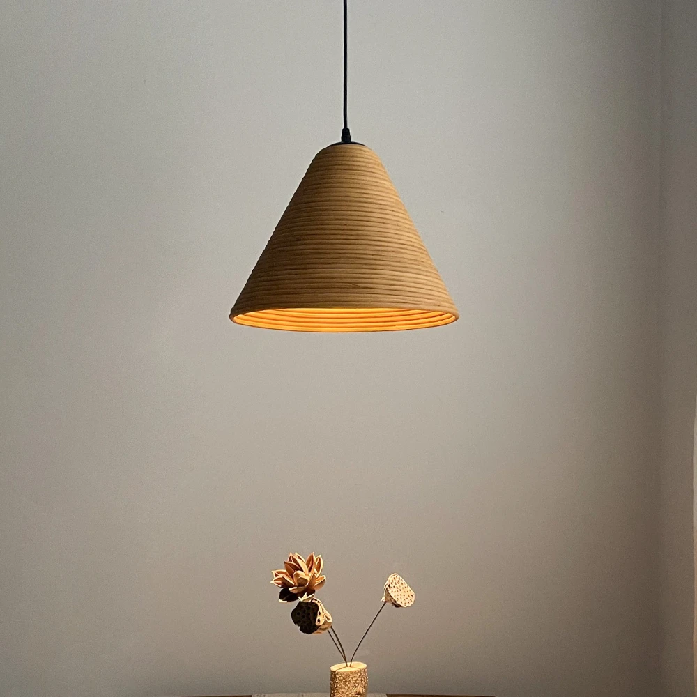 Wabi-sabi LED Restaurant Pendant Lamp Handcrafted Rattan Japanese-style Guesthouse Tea Room Living Bedroom Sofa Pendant Light