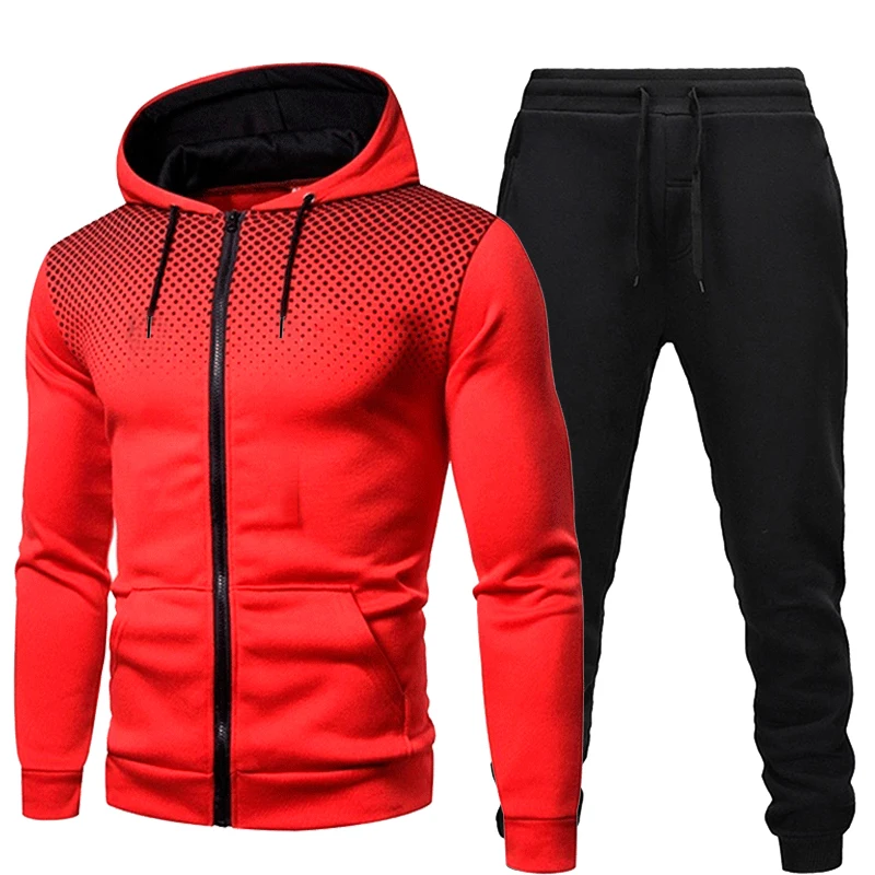 Spring Men\'s Tracksuit Casual Jogging Suit Outdoor Set Zipper Hoodies + Black Sweatpant 2pcs Fashion New Streetwear