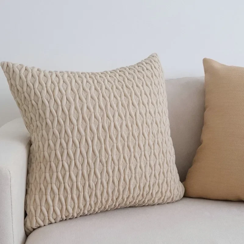 Nordic Style Creamy Stitched Pillow Couch Cushion Luxury Tatami Backrest Pillow with Core Square Shape Living Room Sofa Decor