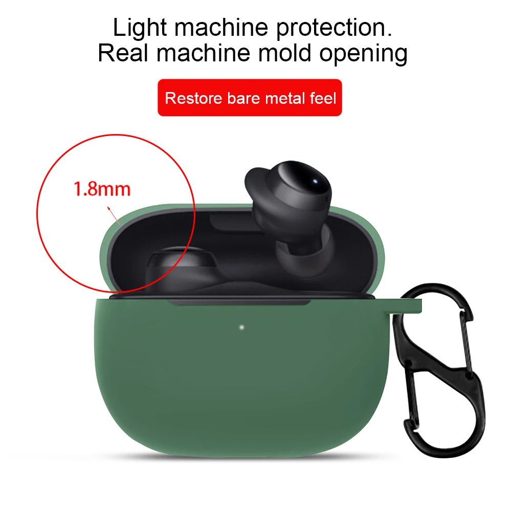 Защитный чехол из жидкого силикона с металлическим крючком, портативный чехол для беспроводной гарнитуры, полноразмерный противоударный чехол для Redmi Buds 3 Lite