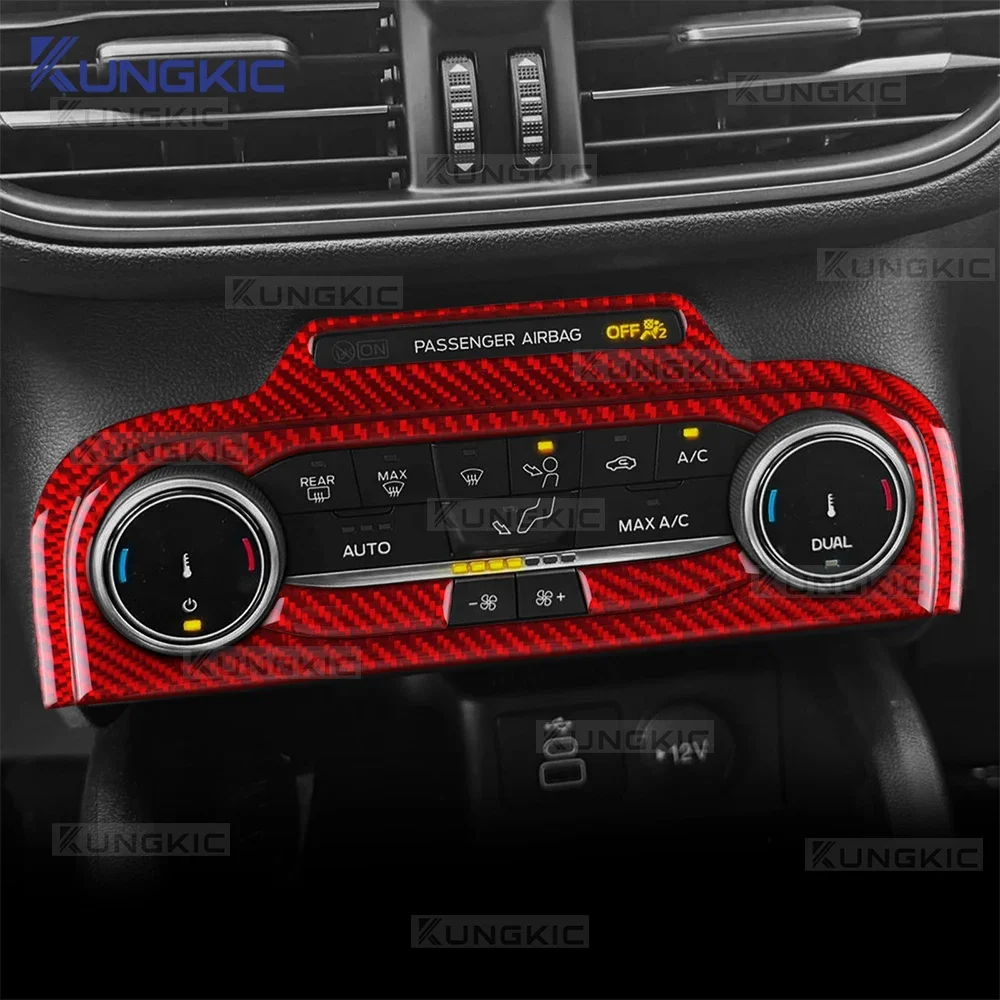 Real Soft Carbon Fiber For Ford Focus MK4 ST-LINE 2019 2020 2021 2022 2023 2024 2025 LHD Car Central Control AC Frame Sticker