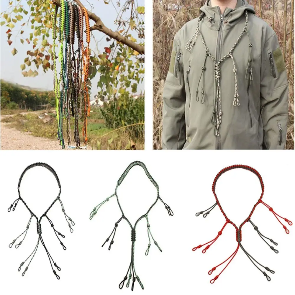 Nylon 12-Ring Duck Call Lanyard Colorful 12 Adjustable Loops Outdoor Hunting Gear Whistle Lanyard Portable Hunting Woven Collar