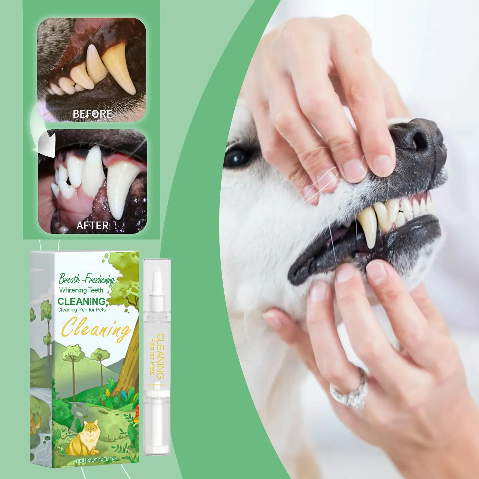 Pen Shaped Design Pet Teeth Whitening Cleaning Pen Oral Odor Reduces Plaque Freshens Breath Pet Care Beauty Teeth Cleaning Tool