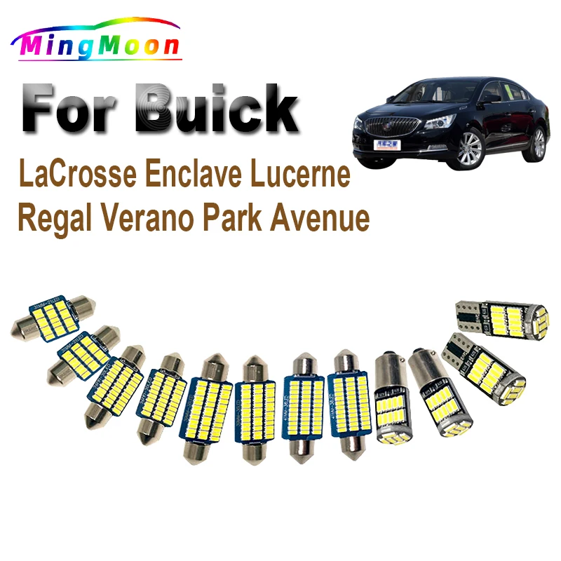 Car LED Bulbs Accessories For Buick LaCrosse Enclave Lucerne Regal Verano Park Avenue Interior Map Reading Dome Trunk Light Kit