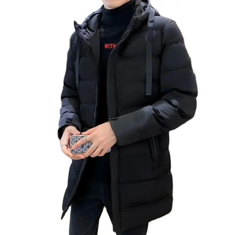 Large winter cotton-padded coat, men's thick warm medium long thick coat, fashion casual men's hooded cotton-padded jacket M-7XL