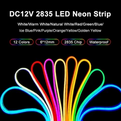 DC12V Neon LED pasek światła 120LED/m elastyczna lina rura silikonowa SMD 2835 wodoodporny 6*12mm do DIY znak dekoracja domu 1m-10m