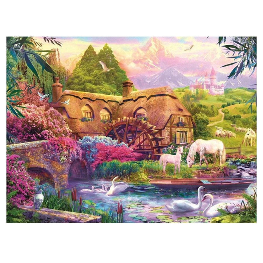 diamond embroidery garden landscape diy diamond painting unicorn mosaic crystal 5D diamond full square round drill decoration