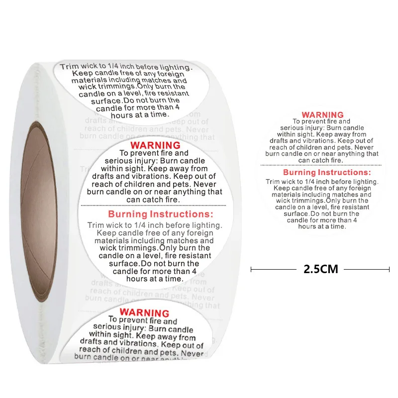 

500Pcs 1 Inch Round Warning Stickers for Craft - Black White Happy Face Warning Labels Self Adhesive for DIY Decor