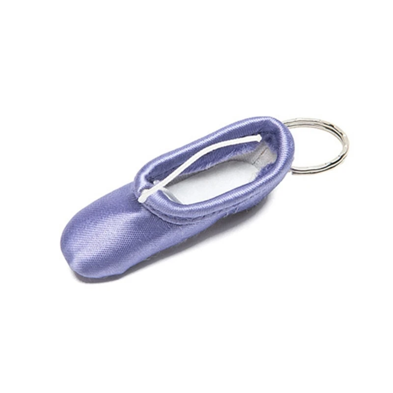 E0BF Ballet Shoe Keychain Silk Mini Pointe Shoe Keyrings Elegant Key Accessory for Ballet Dances Enthusiasts