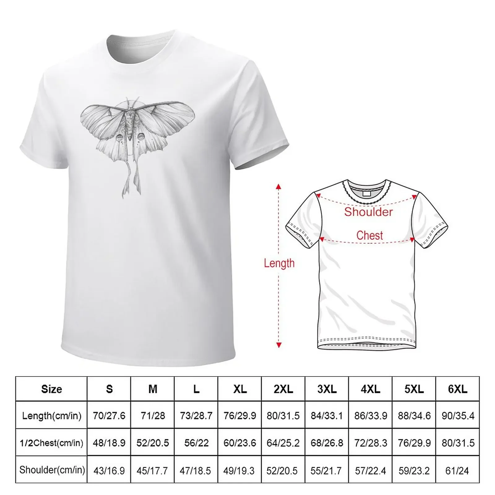 Luna Moth T-Shirt plain Short sleeve tee oversized t shirt men