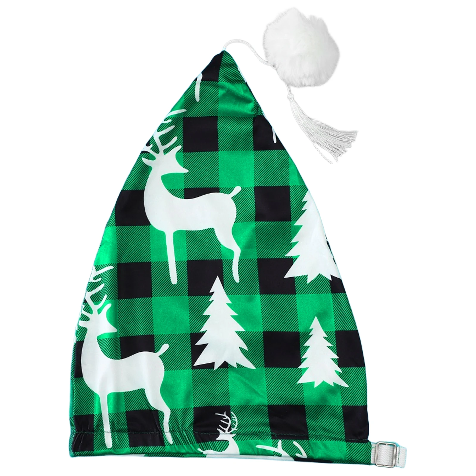 Men Adjustable Plaid Sleeping Night Stocking Cap Hat with Pom Ball And Tassel Caps for Christmas Daily Nightwear Sleepwear Hats