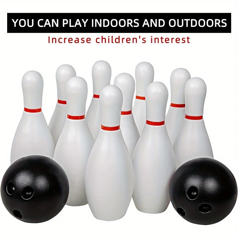 12pcs/set, PVC Indoor/Outdoor Bowling Set With 10 Bowling Pins & 2 Balls, Durable & Portable Family Game Supplies