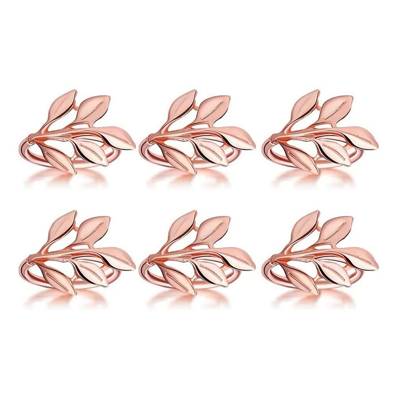 

6 Pcs Napkin Ring,Leaf Napkin Set,Napkin Ring Napkin Holder Decoration,Suitable for Christmas,Holiday, Dinner Decoration