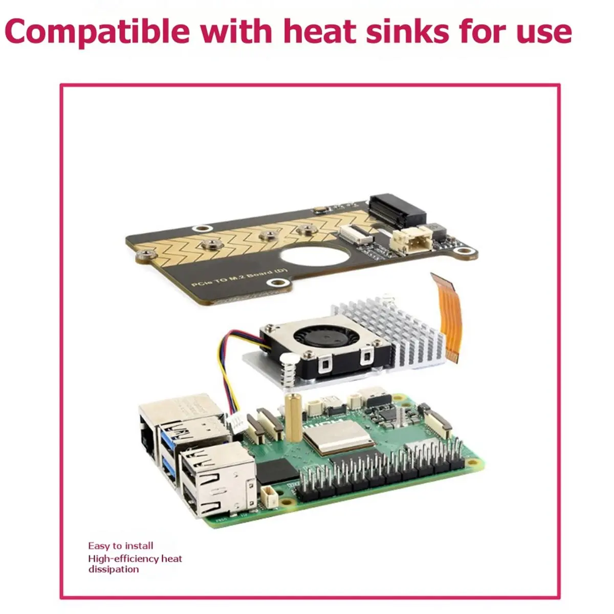 A72Z Acrylic Case for PoE M.2 HAT+ (B) & PCIe to M.2 Board (D) for 5 Case +M.2 SSD Expansion Board