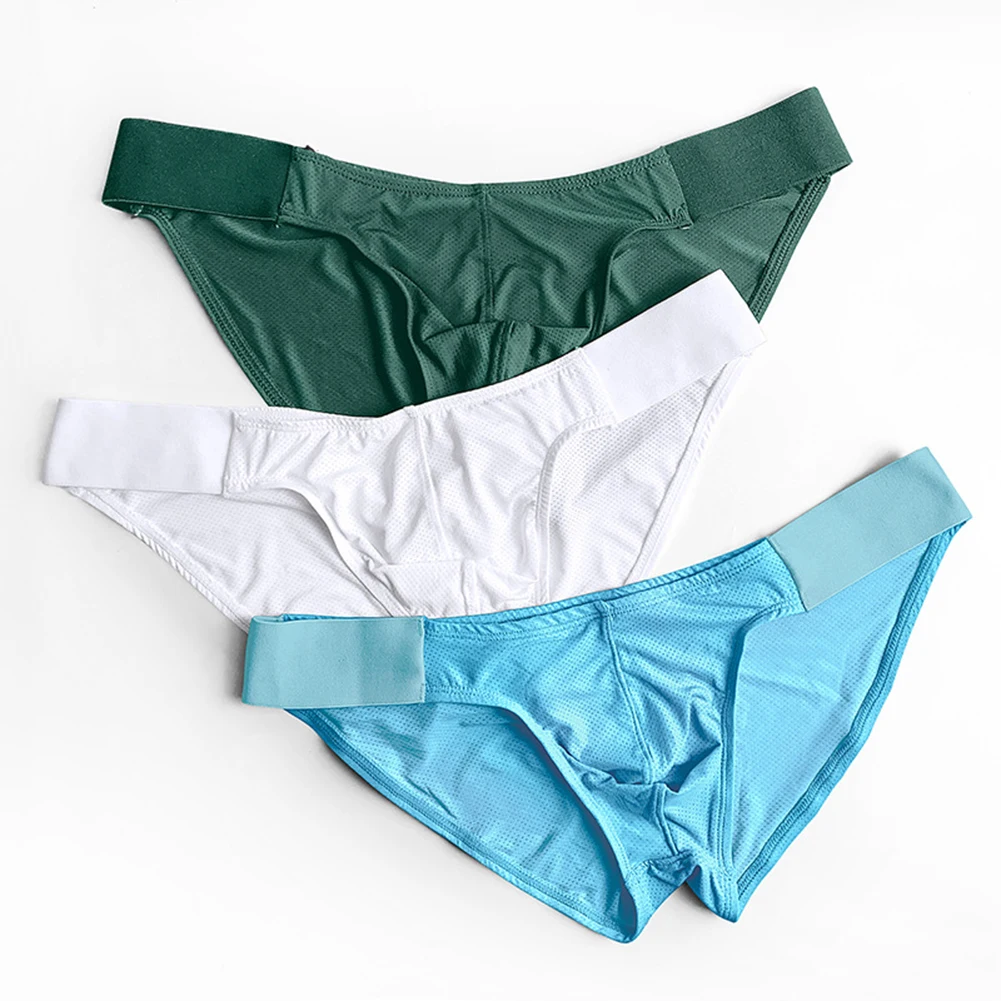 

1pc Fashion Mens Ice Silk Briefs Mesh Breathable Low Waist Simple Comfortable Panties Underwear Jockstrap Pouch