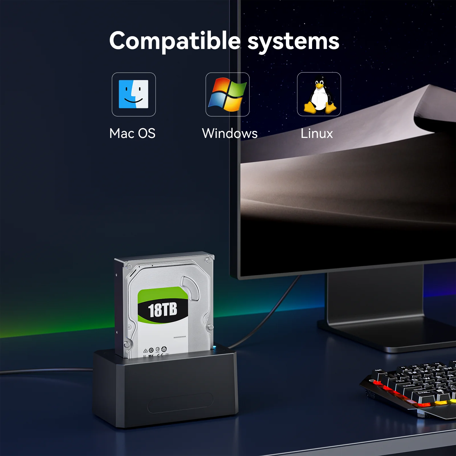 Acasis SAS SATA ハードドライブエンクロージャ 2.5/3.5インチ HDDケース 外付けハードドライブケース 5Gbps SATA - USB 3.0 アダプターケース リーダー
