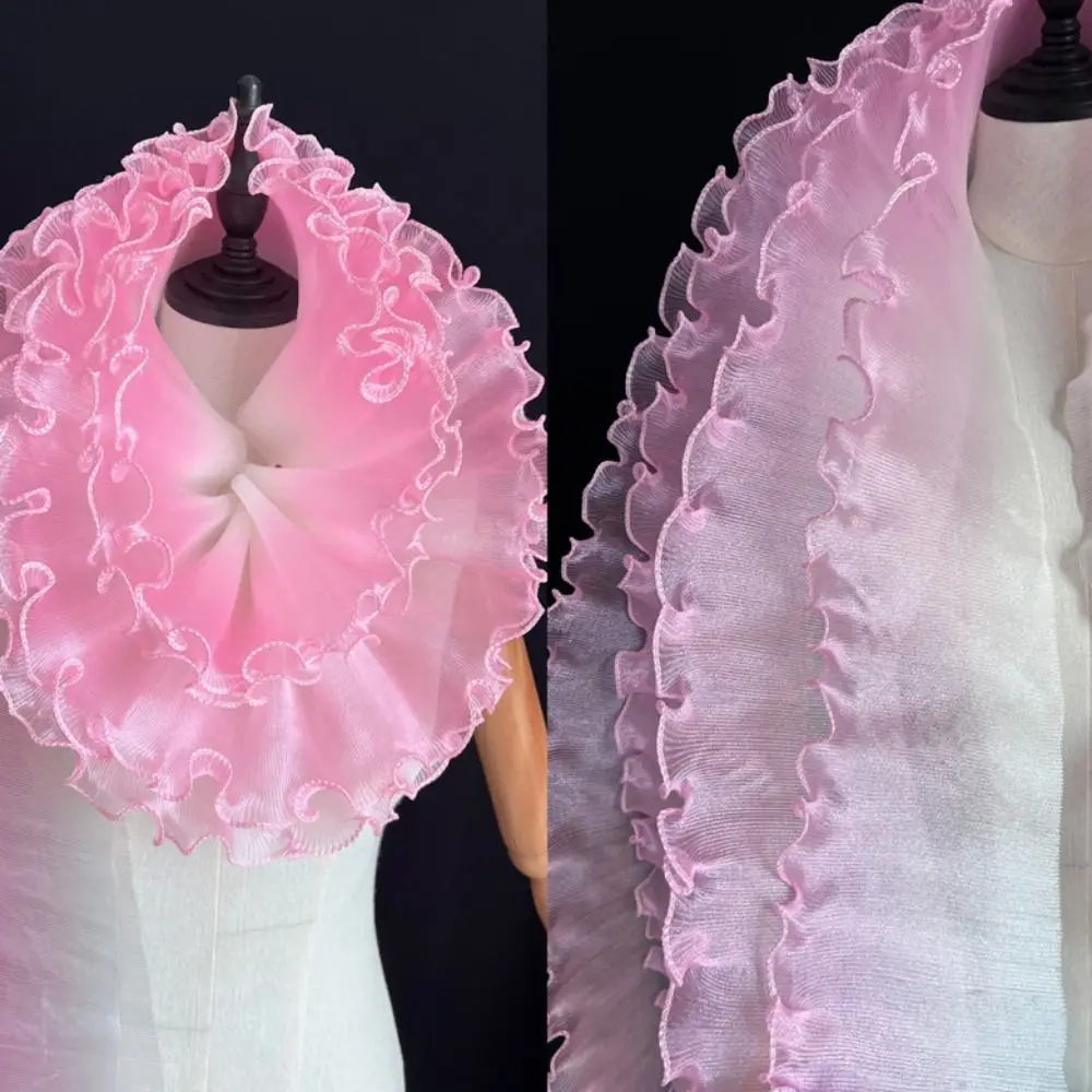 2 ヤードフラウンスウェーブレース生地ファッション 12 センチメートル幅プリーツメッシュオーガンザフリルドレスアクセサリー DIY スタイリング縫製