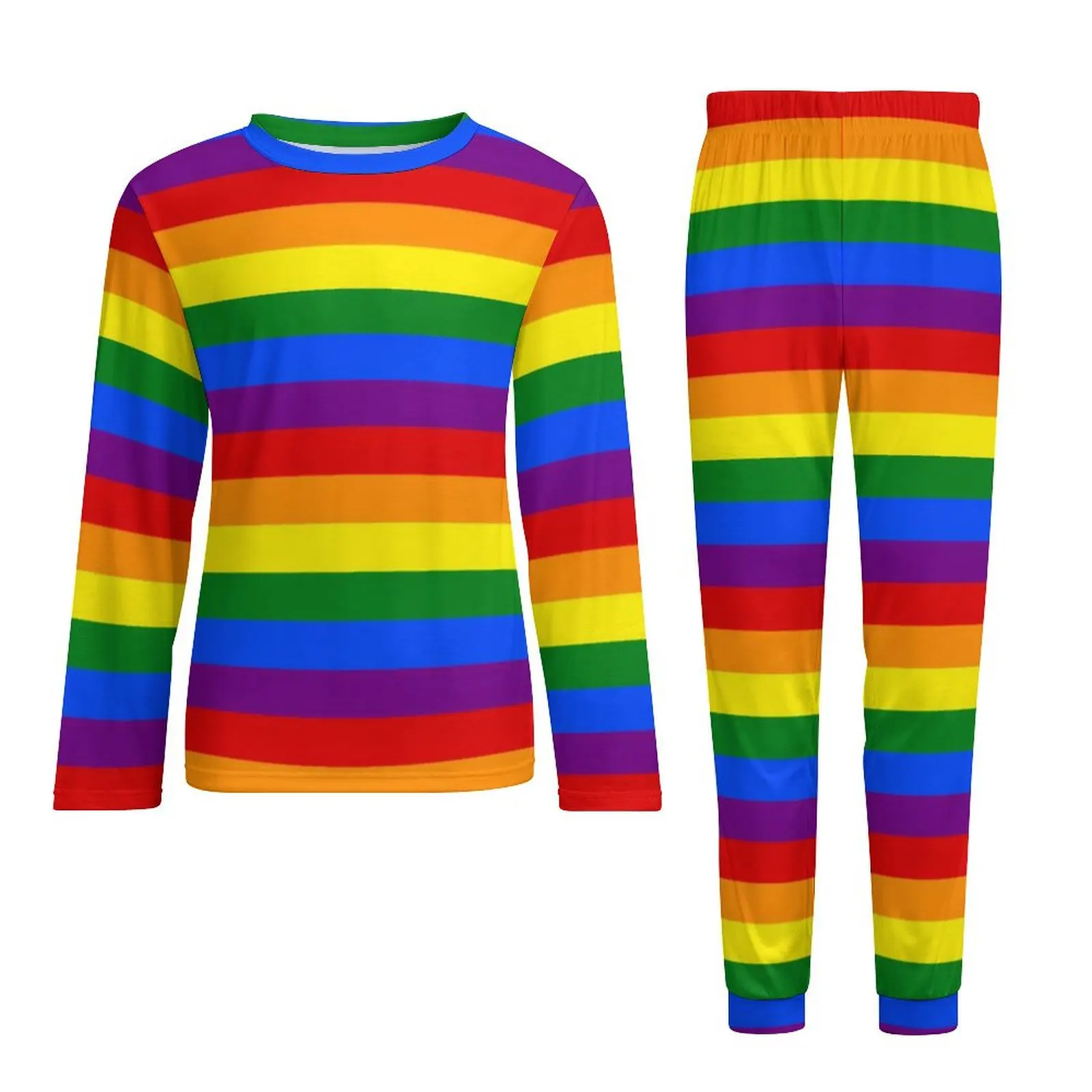 Pigiama con bandiera arcobaleno colorato Daily Gay Pride LGBT Modern Sleep Nightwear uomo due pezzi manica lunga Trendy pigiama oversize Set