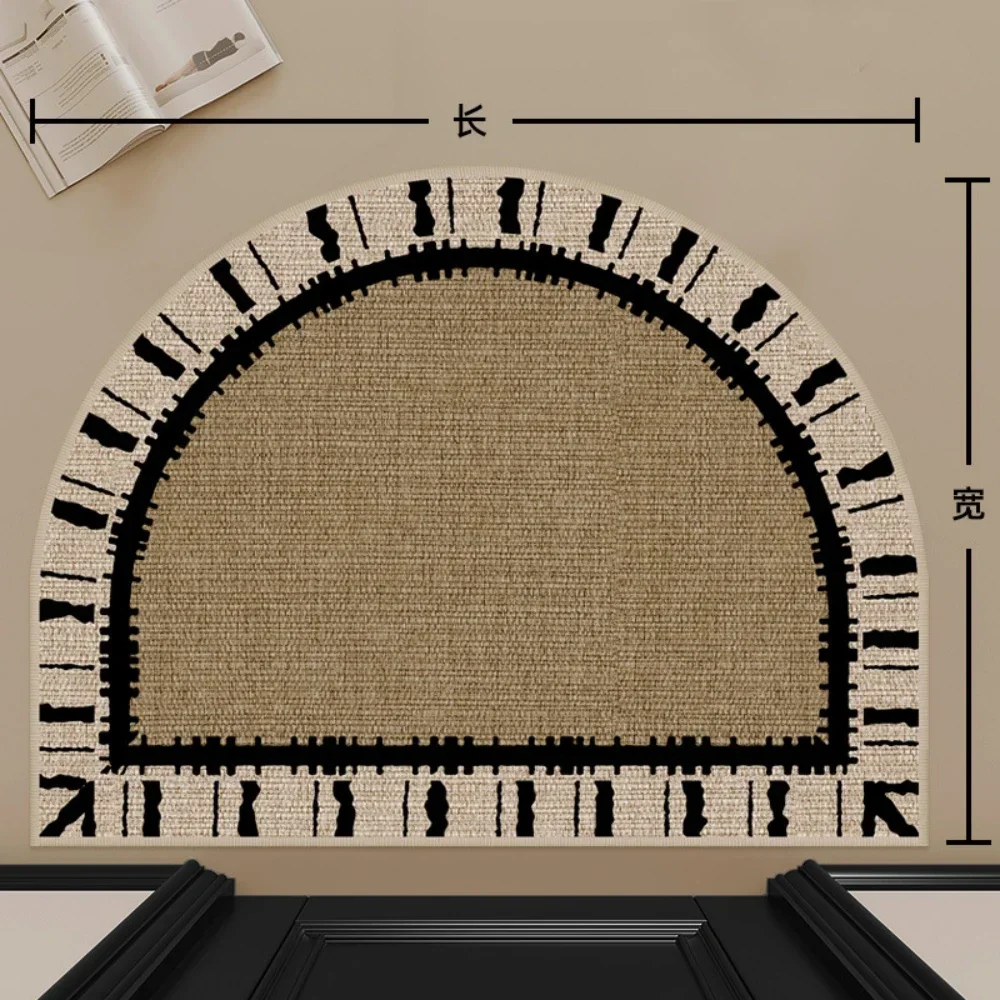 Irregular Brush Stroke Border Half Round Doormat Entryway Floor Mat For Minimalist Modern Front Door Household Entry Space