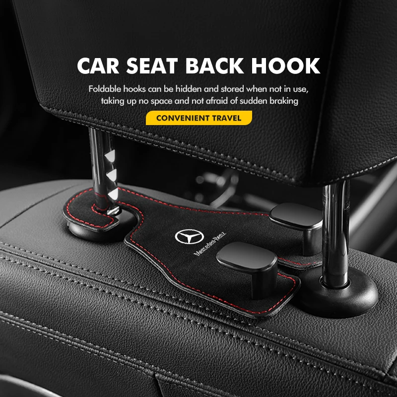 Car Seat Back Hook Hanger Pouch Clothes Hanging Fastener Clip For Mercedes Benz CLK GLC W212 C200 C300 W203 W204 W205 W169 W176 - view 3