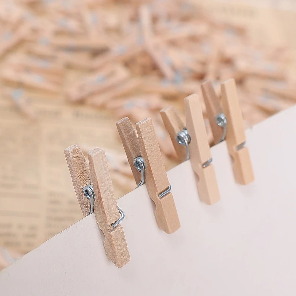 100/50pcs Mini Wooden Photo Clips Memo Paper Peg Clothespin DIY Handmade Craft Clip Wedding Party Home Decor Supplies Wholesale