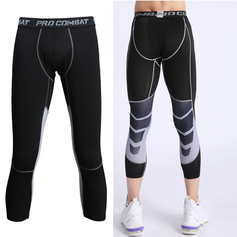 Fashion Cropped Trousers Sport Men Compression Gym Wear Running Legging Bottoms Quick Dry Bodybuilding Jogger Sweat Sportswear