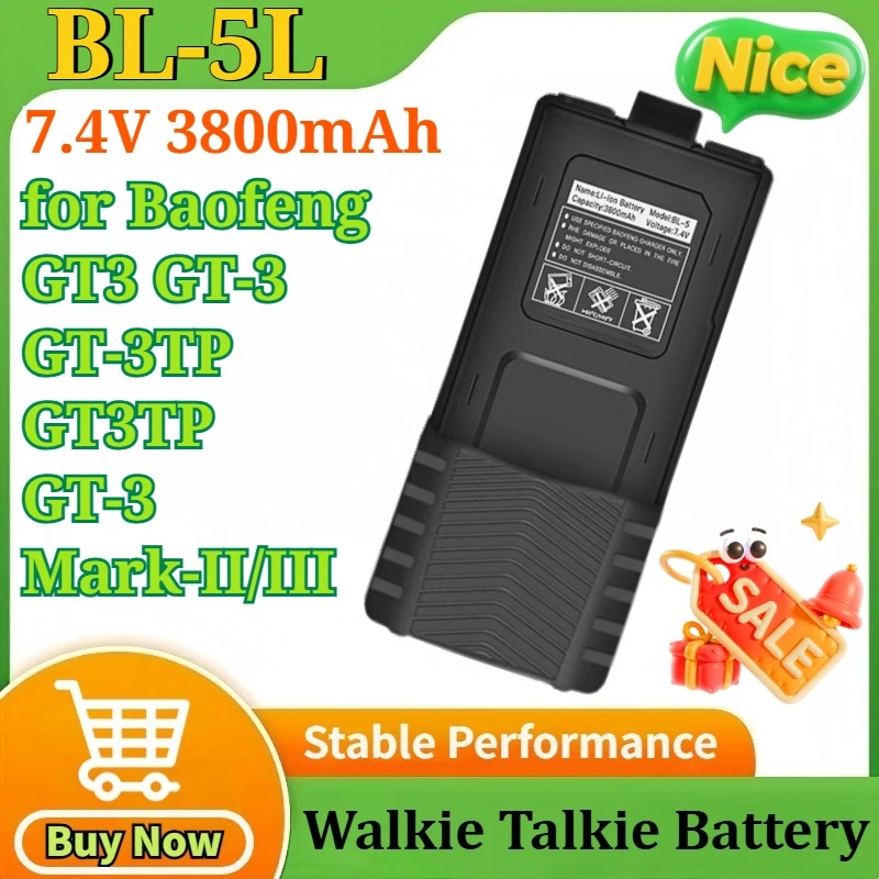 

BL-5L 7.4V 3800mAh Rechargeable Walkie Talkies Battery for Baofeng GT3 GT-3 GT-3TP GT3TP GT-3 Mark-II/III Two Way Radio Battery