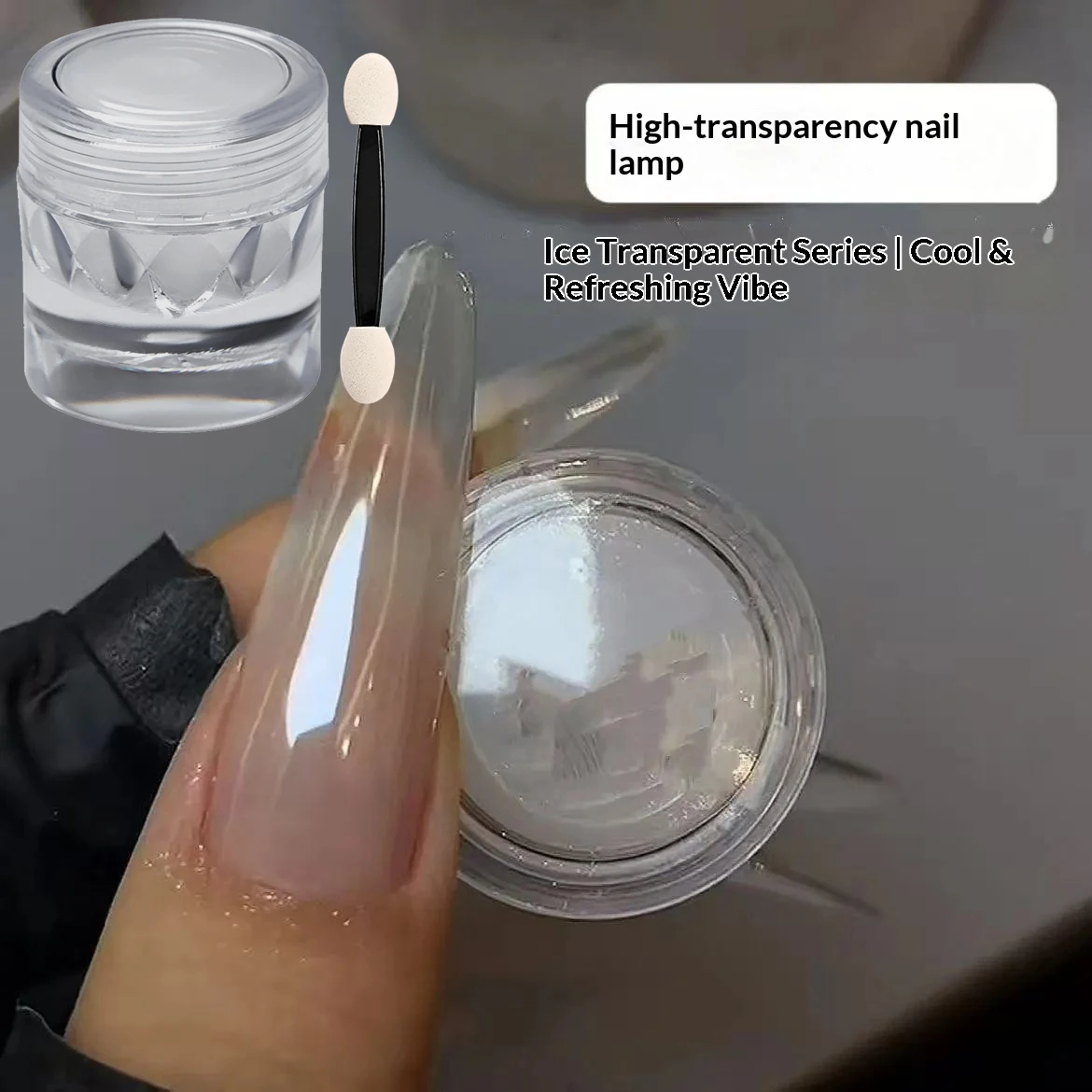 Pó de Unha Branco Pérola Luar 0.1g/Frasco, Pó Cromado Efeito Aurora para Decoração de Unhas com Brilho